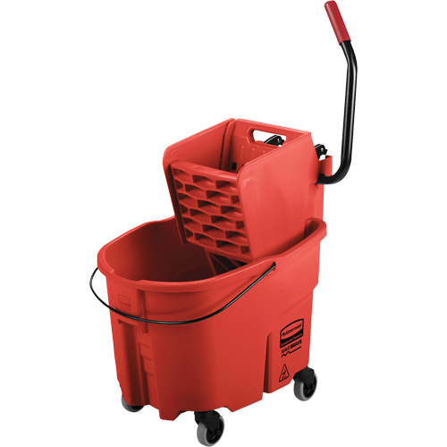 WaveBrake&reg; Mop Bucket & Wringer Combo Pack, Side Press, 8.75 US Gal.(35 Quart), Red Maritime Industrial Rubber