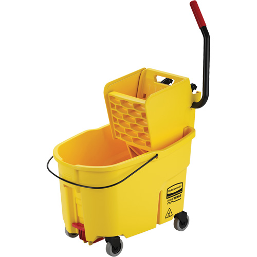 WaveBrake&reg; Mop Bucket & Wringer Combo Pack, Side Press, 11 US Gal. (44 Quart), Yellow Maritime Industrial Rubber