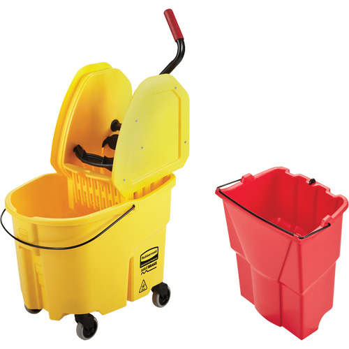 WaveBrake&reg; Mop Bucket & Wringer Combo Pack, Down Press, 8.75 US Gal.(35 Quart), Yellow Maritime Industrial Rubber