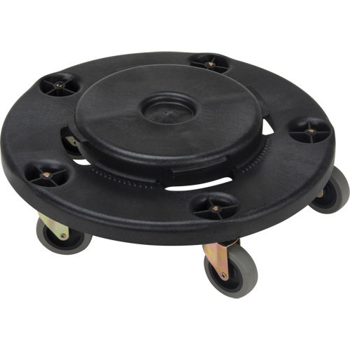 Waste Container Dolly, Polypropylene, Black, Fits: 24" Dia. Maritime Industrial Rubber