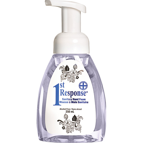 1st Response&reg; Sanitary Hand Foam, Liquid, 250 ml, Pump Bottle, Unscented Maritime Industrial Rubber