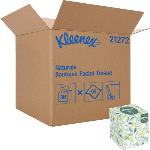 Papiers-mouchoirs Naturals Boutique* de Kleenex, 2 pli, 7,8" lo x 8,3" la, 95 feuilles/boîte Maritime Industrial Rubber