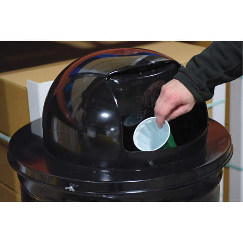 Drum Waste Disposal Top, Dome Lid, Metal, Fits Container Size: 23-1/2" Dia. Maritime Industrial Rubber