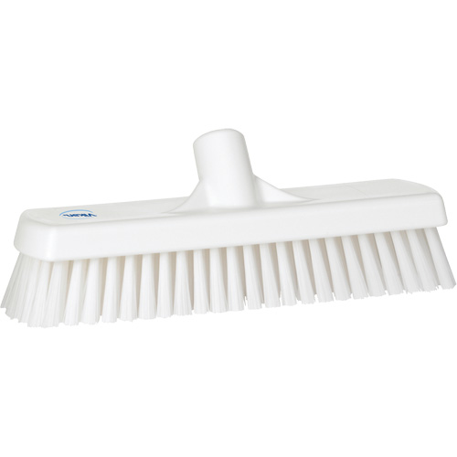 Deck & Wall Scrub Brush, Stiff Bristles, 12", Polyester, White Maritime Industrial Rubber