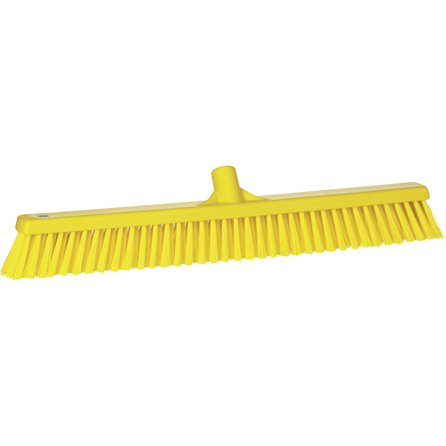 Combo Bristle Push Broom, Coarse/Fine Bristles, 24", Polyester, Yellow Maritime Industrial Rubber