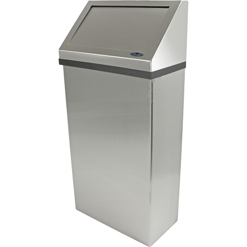 Wall Mounted Waste Receptacle, Stainless Steel, 13.2 US gal. Maritime Industrial Rubber