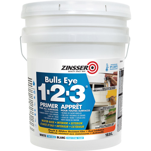 Appr&ecirc;t &agrave; base d'eau Bulls Eye 1-2-3, 18,9 L, Seau, Blanc Maritime Industrial Rubber