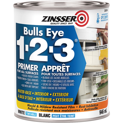 Bulls Eye 1-2-3&reg; Water-Base Primer, 946 ml, Can, White Maritime Industrial Rubber