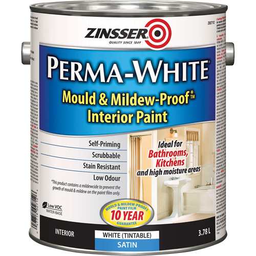 Perma-White&reg; Mold & Mildew-Proof Interior Paint, 3.78 L, Gallon, White Maritime Industrial Rubber