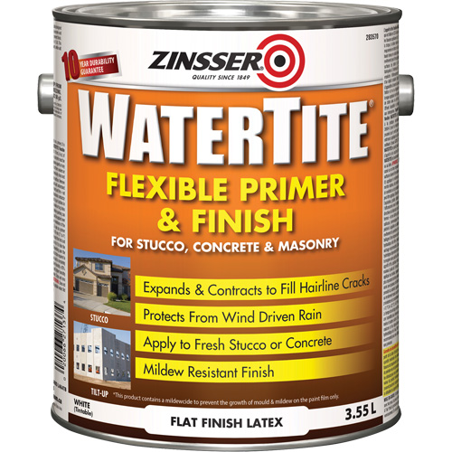 Watertite&reg; Weatherproof Flexible Primer & Finish, 3.55 L, Gallon, White Maritime Industrial Rubber