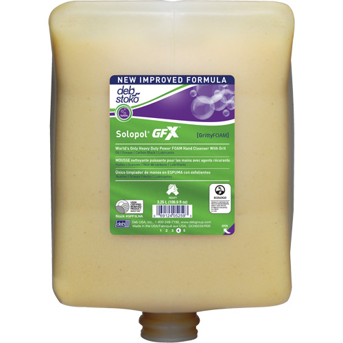 Nettoyant &agrave; mains Solopol GFX, Liquide, 3,25 L, Cartouche en plastique, Parfum&eacute; Maritime Industrial Rubber