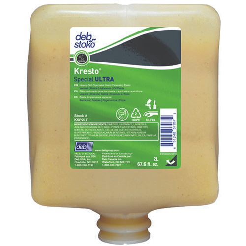 Recharge de nettoyant pour les mains Kresto Special Ultra, P&acirc;te, 2 L, Cartouche en plastique, Fraîcheur Maritime Industrial Rubber