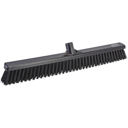 Combo Bristle Push Broom Head, Coarse/Fine Bristles, 24", Polyester, Black Maritime Industrial Rubber