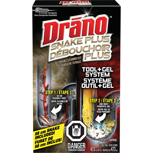 Drano&reg; Gel & Snake Tool Drain Cleaner Kit Maritime Industrial Rubber