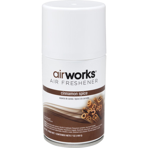 AirWorks&reg; Metered Air Fresheners, Cinnamon Spice, Aerosol Can Maritime Industrial Rubber