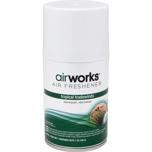 AirWorks&reg; Metered Air Fresheners, Tropical Tradewinds, Aerosol Can Maritime Industrial Rubber