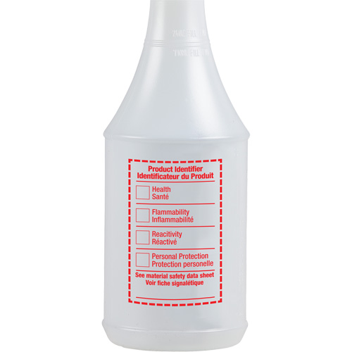 Round Spray Bottle with WHMIS Label, 24 oz. Maritime Industrial Rubber