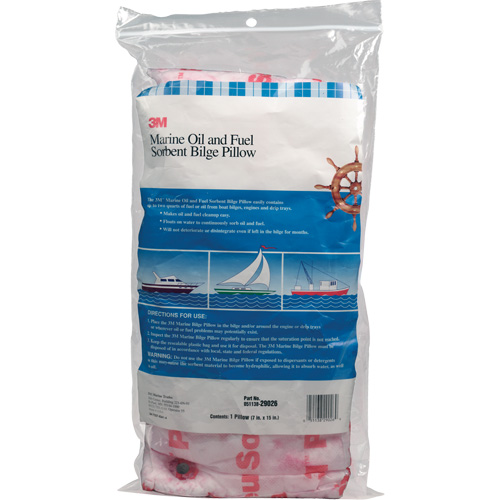 Marine Oil and Fuel Absorbent Bilge Pillow, Oil Only, 15" L x 7" W, 12.1 gal Absorbency/Pkg. Maritime Industrial Rubber