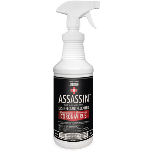 Janitori Assassin Ready-to-Use Disinfectant Cleaner, 1 L, Trigger Bottle Maritime Industrial Rubber