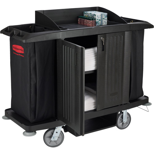 Executive Full-Size Housekeeping Cart with Doors Maritime Industrial Rubber
