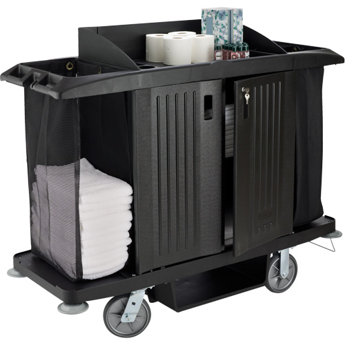 Executive Full-Size Housekeeping Cart with Doors Maritime Industrial Rubber