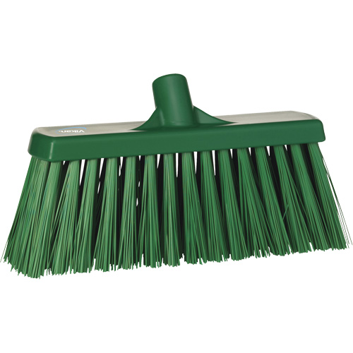 Heavy-Duty Push Broom, Stiff Bristles, 13", Polyester, Green Maritime Industrial Rubber
