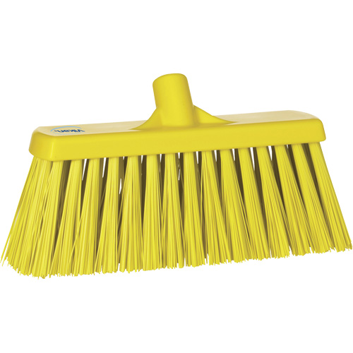 Heavy-Duty Push Broom, Stiff Bristles, 13", Polyester, Yellow Maritime Industrial Rubber