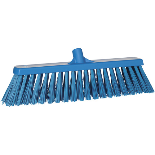 Heavy-Duty Push Broom, Stiff Bristles, 20", Polyester, Blue Maritime Industrial Rubber