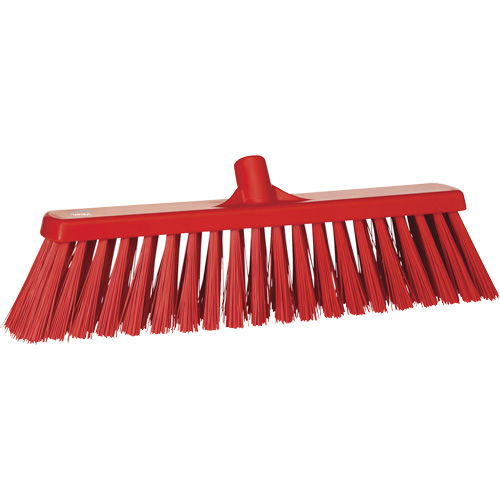 Heavy-Duty Push Broom, Stiff Bristles, 20", Polyester, Red Maritime Industrial Rubber
