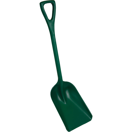 Pelle monobloc perceptible par d&eacute;tecteur de m&eacute;tal, Lame 10" x 14", Longueur de 37-1/2", Plastique, Vert Maritime Industrial Rubber