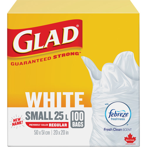 Small 25L Febreze Garbage Bags, Regular, 20" W x 20" L, White Maritime Industrial Rubber