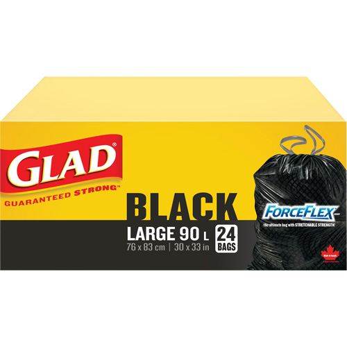 Sacs &agrave; ordures 90 L, R&eacute;gulier, 30" la x 33" lo, Noir Maritime Industrial Rubber