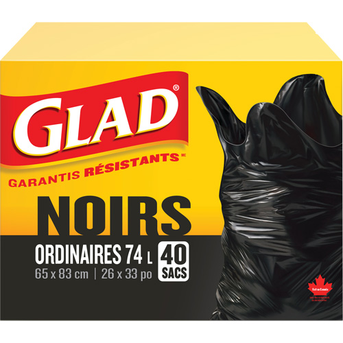 74L Garbage Bags, Regular, 26" W x 33" L, Black Maritime Industrial Rubber