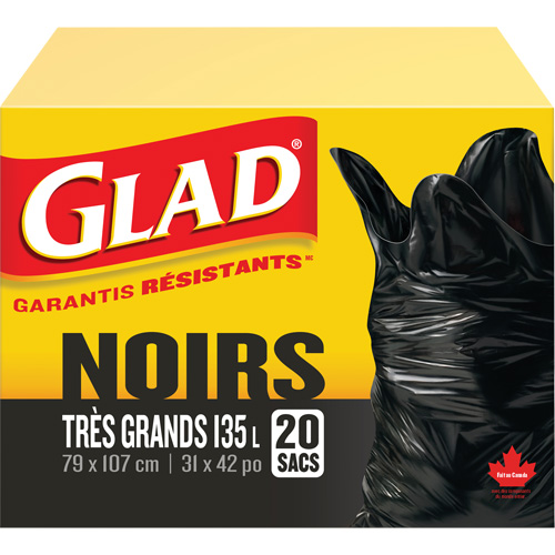 135L Garbage Bags, Regular, 31" W x 42" L, Black Maritime Industrial Rubber