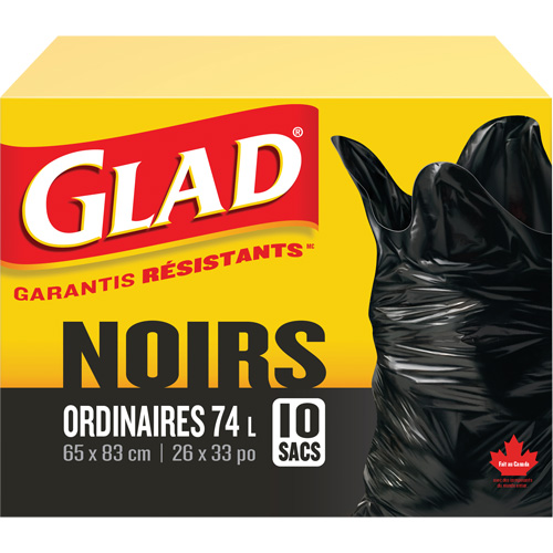 Sacs &agrave; ordures 74 L, R&eacute;gulier, 26" la x 33" lo, Noir Maritime Industrial Rubber