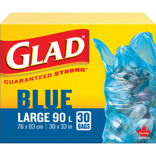 45L Recycling Bags, Regular, 30" W x 33" L, Blue Maritime Industrial Rubber