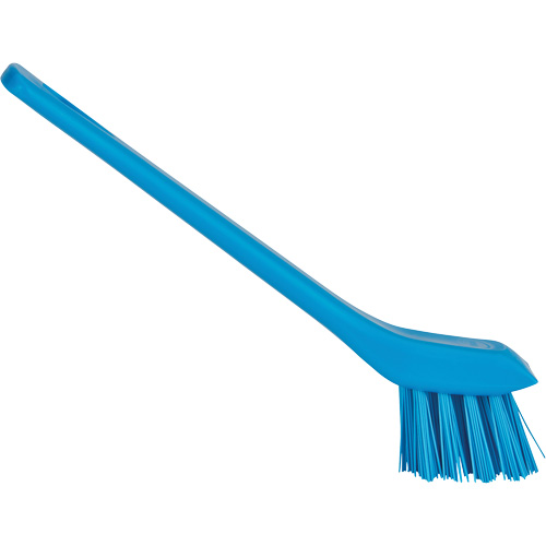 Brush with Scraping Edge, Stiff Bristles, 6" Long, Blue Maritime Industrial Rubber