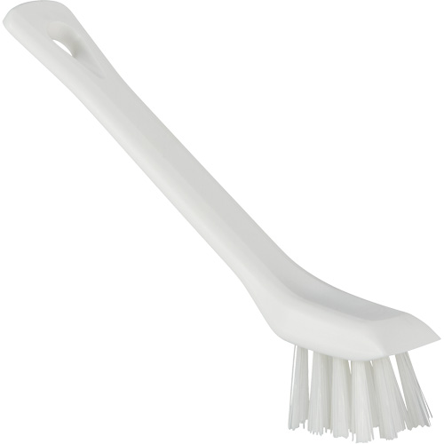 Brush with Scraping Edge, Stiff Bristles, 6" Long, White Maritime Industrial Rubber