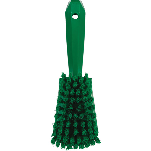 Short-Handled Washing Brush, Soft Bristles, 10-1/2" Long, Green Maritime Industrial Rubber