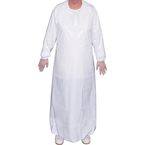 Top Dog 6 Mil. Gown, Large, White, Polyurethane Maritime Industrial Rubber