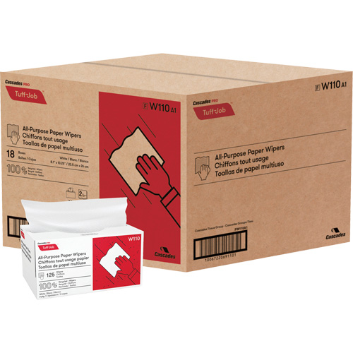Essuie-tout en papier surgissant &agrave; pli simple Pro Tuff-Job, Tout usage, 10-1/4" lo x 8" la Maritime Industrial Rubber