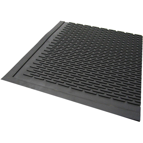Outdoor Mat, Rubber, Scraper Type, Solid Pattern, 3' x 5', Black Maritime Industrial Rubber
