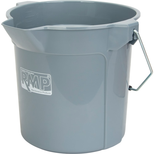 Round Bucket with Pouring Spout, 2.64 US Gal. (10.57 qt.) Capacity, Grey Maritime Industrial Rubber