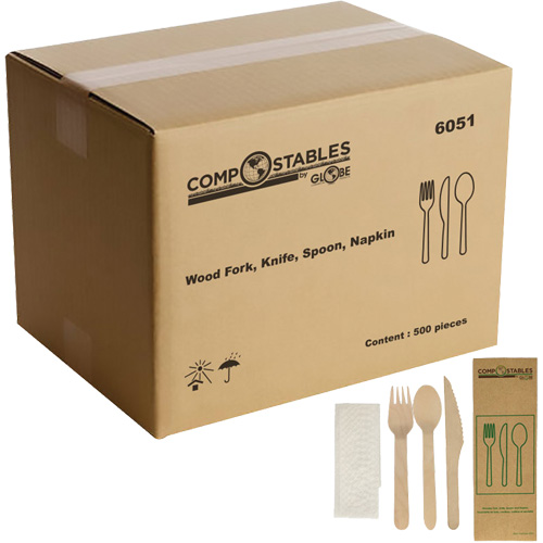 Wood Cutlery Set in Paper Bag Maritime Industrial Rubber