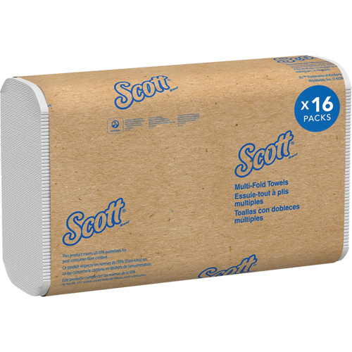 Scott&reg; 100% Recycled Fiber Multifold Paper Towels, 1 Ply, 9-2/5" L x 9-1/5" W, 250 /Pack Maritime Industrial Rubber