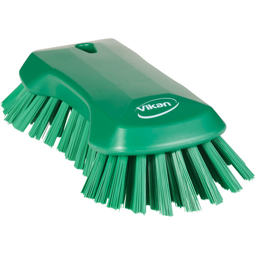 Hand Brush, Extra Stiff Bristles, 9-1/10" Long, Green Maritime Industrial Rubber
