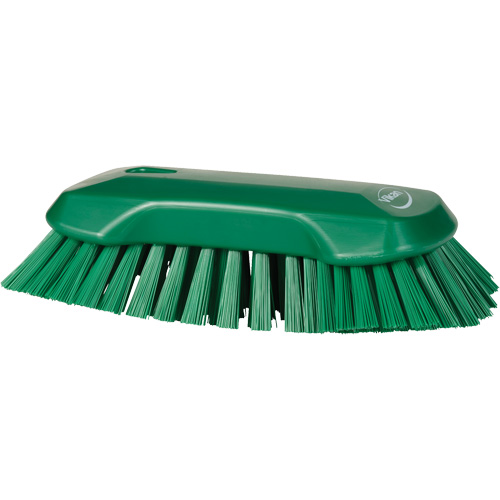 Hand Brush, Extra Stiff Bristles, 9-1/10" Long, Green Maritime Industrial Rubber