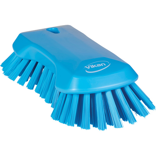 Hand Brush, Extra Stiff Bristles, 9-1/10" Long, Blue Maritime Industrial Rubber