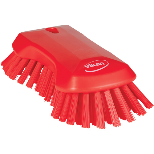 Hand Brush, Extra Stiff Bristles, 9-1/10" Long, Red Maritime Industrial Rubber