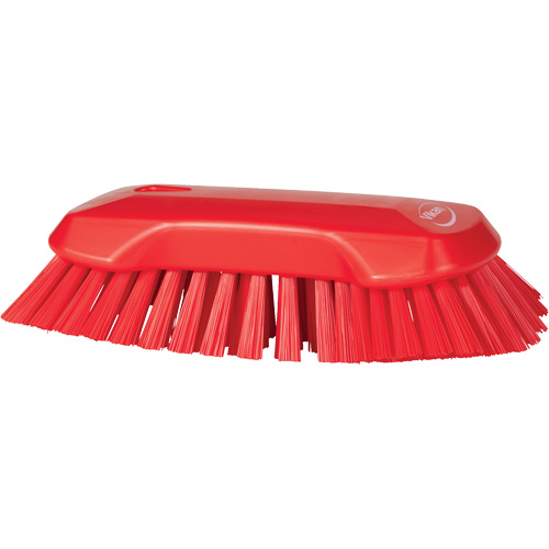 Hand Brush, Extra Stiff Bristles, 9-1/10" Long, Red Maritime Industrial Rubber
